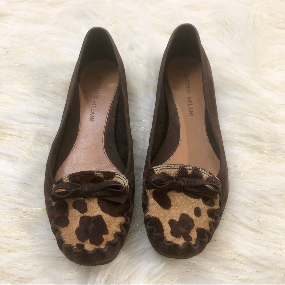 Antonio Melani | Brown Suede Animal Print Loafers
